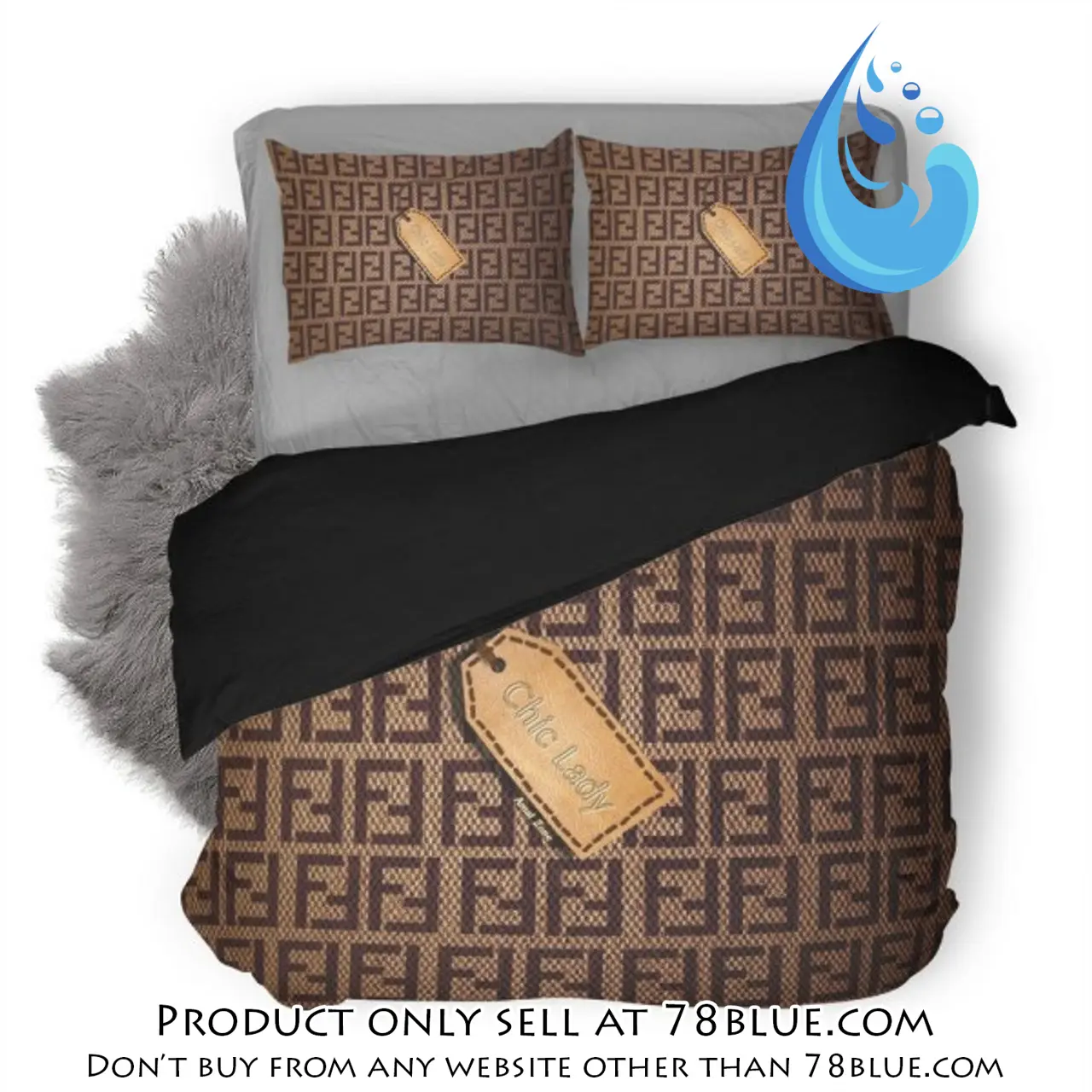 Fendi chic lady luxury logo fashion brand premium bedding set home decor 78b5611953